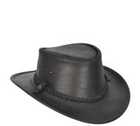 House of Leather Men's Original Australian Bush Hat Leather Cowboy Style in Black | Size: Medium House of Leather Black M