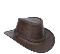 House of Leather Men's Original Australian Bush Hat Leather Cowboy Style in Brown | Size: Medium House of Leather Brown M