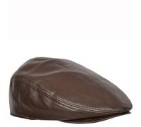 House of Leather Men's Real Leather Flat Cap Newsboy Hat in Brown | Size: XL House of Leather Brown XL