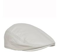 House of Leather Men's Real Leather Flat Cap Newsboy Hat in White | Size: Medium House of Leather White M
