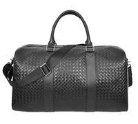 House of Leather Men's Real Leather Handmade Holdall Bag with Laptop Section Weekender Travel Duffle Myles Black