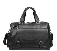 Real Leather Holdall Mid Size Weekend Overnight Cross Body Travel Bag Kensington Black