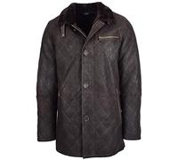 House Of Leather Mens Real Sheepskin Coat Cross Stitch Shearling Anorak Edwin