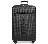 House Of Leather Premium Luggage Black Croc-Embossed Lightweight 4 Wheel Spinner Suitcases with Stabilizers Midnight (Black, Medium)