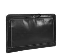 Real Leather Folio Bag A4 Document Tablet Underarm Clutch Portfolio Case Aero (Black)