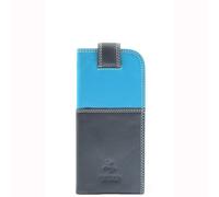 Real Leather Soft Slim Nappa Leather Glasses Case Cover With Tab Fastener HOL6011 Multi Colours Available (BLUE MULTI)