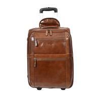 House of Leather Real Leather Suitcase Wheeled Cabin Size Trolley Bag Bourse Chestnut in Tan House of Leather Tan Cabin