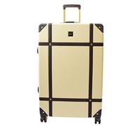 House Of Leather Retro 8 Wheel Spinner Travel Suitcases Luggage’s Hard Shelled London (Cream, Large: 78 x 50 x 29cm, 5kg)