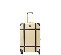House Of Leather Retro 8 Wheel Spinner Travel Suitcases Luggage’s Hard Shelled London (Cream, Medium: 68 x 45 x 26cm, 4kg)