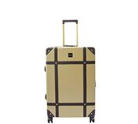House Of Leather Retro 8 Wheel Spinner Travel Suitcases Luggage’s Hard Shelled London (Gold, Medium: 68 x 45 x 26cm, 4kg)