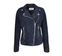 House Of Leather Women's Genuine Goat Suede Biker Jacket Lola, Classic Moto Style (UK, Numeric, 18, Regular, Regular, Navy Blue)