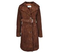 House Of Leather Women's Genuine Goat Suede Trench Coat, 3/4 Length, Button Front with Belt Foxy (UK, Numeric, 18, Regular, Regular, Rust Brown)