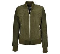 House Of Leather Womens Real Goat Suede Bomber MA-1 Jacket Light Soft Fitted Faye (UK, Numeric, 12, Regular, Regular, Olive Green)