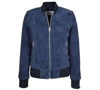 House Of Leather Womens Real Goat Suede Bomber MA-1 Jacket Light Soft Fitted Faye (UK, Numeric, 14, Regular, Regular, Navy Blue)