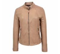 House of Leather Women's Real Leather Biker Jacket Sophia Pink 12 in Beige | Size: 14 House of Leather Beige 14