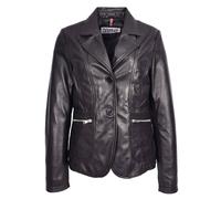 House of Leather Women's Real Leather Blazer Jacket Gracie Black 10 | Size: 14 House of Leather Black 14
