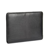 Luxury Real Leather Zip Around Folder File Detachable Metal Ring Binder Braga (Black)