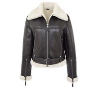 House Of Leather Womens Real Sheepskin Aviator Jacket RAF Bomber Style Elsie