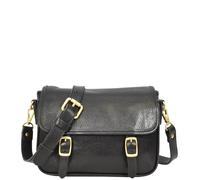 House of Leather Women's Womens Classic Premium Leather Messenger Cross Body Bag Helen Black | Size: Medium House of Leather Black Medium