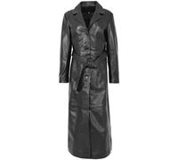Womens Real Leather Full Length Coat Long Trench Style Gabbie Black (20)