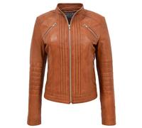 House of Leather Women's Womens Real Leather Biker Jacket Alice Black 14 in Tan | Size: 10 House of Leather Tan 10