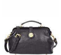 House of Leather Women's Womens Real Leather Handbag Doctors Gladstone Style Bag Meghan Green in Black | Size: Medium House of Leather Black Medium