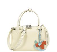 House of Leather Women's Womens Real Leather Handbag Small Top-Handle Style Beatrice Black in White House of Leather White Small