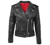 House of Leather Women's Womens Real Leather Motorcycle Biker Jacket Holly 16 in Black | Size: 20 House of Leather Black 20