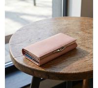 House of Leather Women's Womens Real Leather Purse Envelope Style with Metal Frame Large Size Wallet Cumbria Black in Pink | Size: Medium House of Leather Pink Medium
