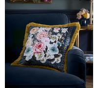 House of Llewelyn-Bowen Bouquet List Blue Filled Cushion, 43 x 43cm, Polyester, Microfibre Pad