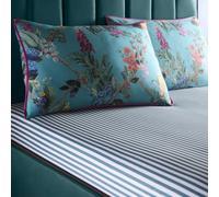 House of Llewelyn-Bowen Cotswold Fantasia Teal Fitted Sheet, Double, Breathable Cotton, 200 Thread Count