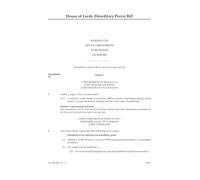 House of Lords (Hereditary Peers) Bill Marshalled List of amendments to be moved on report (House of Lords) HLB 49 R I