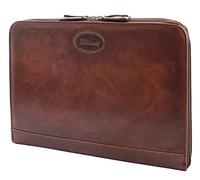 House of Luggage A4 Document Holder Real Leather Portfolio Organiser Clutch Folio Bag HLG814 Brown