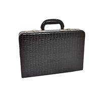 House of Luggage Classic Croc Print Leather Look Attaché Unisex Slimline Business Briefcase Bag Rory Black