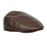 House of Luggage Genuine Leather Flat Cap Classic Newsboy Cabbie Gatsby Hunting Peaked Hat Burgundy (58/ Medium)