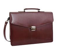 House of Luggage Mens Brown Leather Briefcase Laptop Case Office Satchel Work Shoulder Bag Victor
