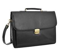 House of Luggage Mens Faux Leather Black Briefcase Laptop Case Office Satchel Work Business Bag Sam