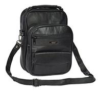 House of Luggage Mens Genuine Leather Messenger Shoulder Bag Travel Casual Tablet iPad PC Organiser HLG1458 Black