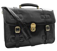 House of Luggage Mens Real Leather Briefcase Vintage Classic Office Messenger Laptop Satchel Bag HLG462 Black