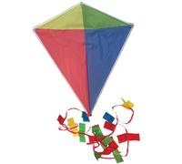 House of Marbles Classic Diamond Kite, 36-Inch Size with Colourful Tail, Flying Line and Handle, Traditional Beginner Kite for Beach, Park and Outdoor Fun