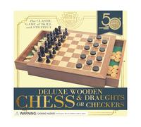 House of Marbles Deluxe Wooden Chess & Draughts Set