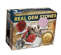 House of Marbles Dig & Discover Real Gem Stones Excavation Kit, 2 Mystery Gemstones with 6 x 3cm Dig Block and Double-Ended Tool