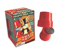 House of Marbles Disappearing Coin Magic Trick, Mini Red Vanishing Coin Illusion with Plastic Coin, Instructions and Retro Gift Box for Beginner Close-Up Magic