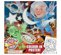 House of Marbles Glow Galaxy Space Room Decorations, 14 Glow-in-the-Dark Stars, Moon and Planets with Colouring Poster and Sticky Dots