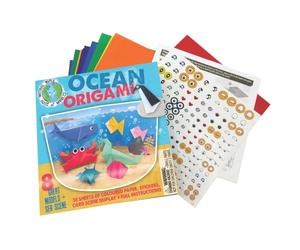 House of Marbles Ocean Origami Set - Kids Sea Life Paper Folding Craft Kit with 30 Sheets, Stickers, Backdrop & Instructions, 8 Sea Creature Models