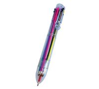 House of Marbles Rainbow 8 Colour Pen, Retractable Multi-Ink Ballpoint with Clear Barrel and Pocket Clip for Notes, Doodles and Stationery Gifts
