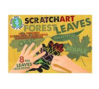 House of Marbles Scratch Art Leaves - Rainbow Scratch Craft Kit with 8 Leaf Shapes, 2 Wooden Scrapers & Hanging Ribbons for Kids Arts & Crafts