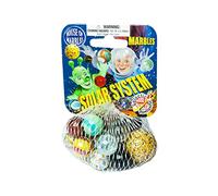 House of Marbles Solar System Net Bag of Marbles, 21-Piece Planet-Inspired Glass Marble Set with Cosmic Swirls and Larger Shooter for Traditional Games and Collecting