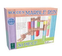 House of Marbles Wooden Marble Run, 30-Piece Quality FSC-Certified Wood Construction Set with Colourful Chunky Blocks and Glass Marbles for Creative Building and STEM Play