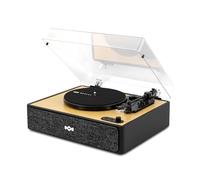 House of Marley Rise Up Bluetooth Turntable - 3-Speed Vinyl Record Player with Built-in Speakers, 2-Way Streaming, Bamboo Finish & Dust Cover, Sustainably Made Home Audio Record Players